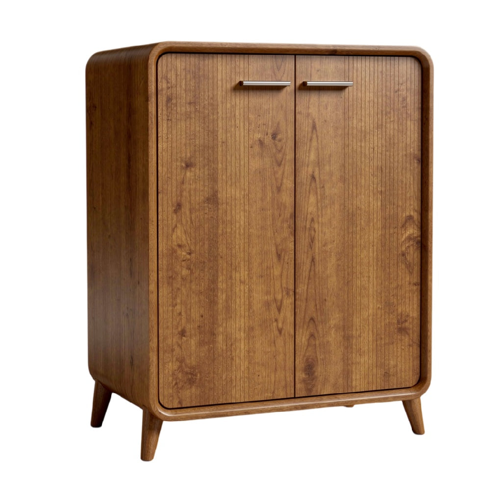 **Armoires en bois de style moderne avec portes à poignée, finition naturelle**