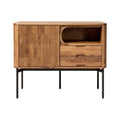 Buffet en bois massif avec tiroirs et portes, design moderne