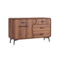 **Meuble en bois massif avec tiroirs et portes, design moderne**